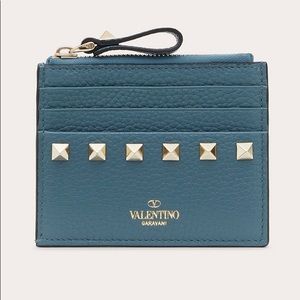 VALENTINO ROCKSTUD GRAINY CALFSKIN CARDHOLDER